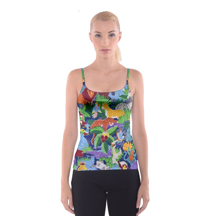 Animated Safari Animals Background Spaghetti Strap Top