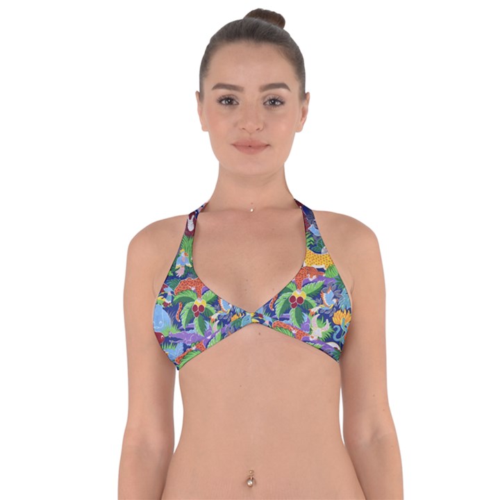 Animated Safari Animals Background Halter Neck Bikini Top