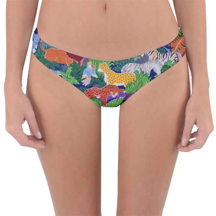 Animated Safari Animals Background Reversible Hipster Bikini Bottoms