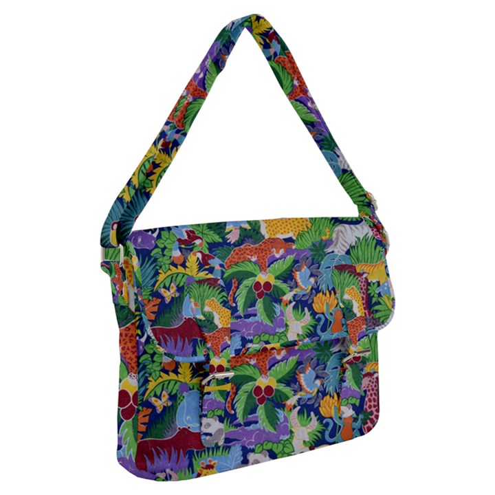 Animated Safari Animals Background Buckle Messenger Bag