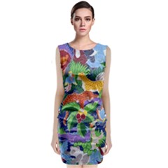 Animated Safari Animals Background Classic Sleeveless Midi Dress