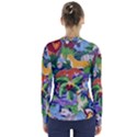 Animated Safari Animals Background V-Neck Long Sleeve Top View2