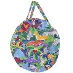 Animated Safari Animals Background Giant Round Zipper Tote