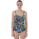 Animated Safari Animals Background Twist Front Tankini Set View1