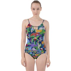 Animated Safari Animals Background Cut Out Top Tankini Set