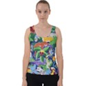 Animated Safari Animals Background Velvet Tank Top View1