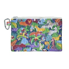 Animated Safari Animals Background Canvas Cosmetic Bag (Large)