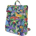 Animated Safari Animals Background Flap Top Backpack View1