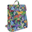 Animated Safari Animals Background Flap Top Backpack View2