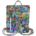 Animated Safari Animals Background Flap Top Backpack View3