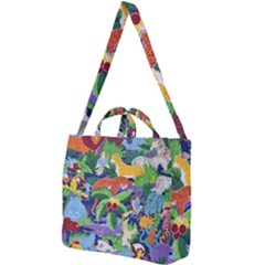 Animated Safari Animals Background Square Shoulder Tote Bag