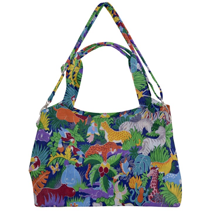 Animated Safari Animals Background Double Compartment Shoulder Bag