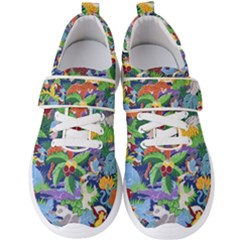 Animated Safari Animals Background Men s Velcro Strap Shoes