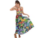 Animated Safari Animals Background Backless Maxi Beach Dress View1