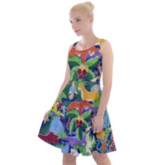 Animated Safari Animals Background Knee Length Skater Dress