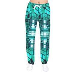 Texture Building Structure Pattern Women Velvet Drawstring Pants by Vaneshart