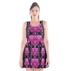 In The Dark Is Rain And Fantasy Flowers Decorative Scoop Neck Skater Dress by pepitasart