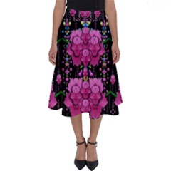 In The Dark Is Rain And Fantasy Flowers Decorative Perfect Length Midi Skirt