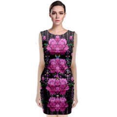 In The Dark Is Rain And Fantasy Flowers Decorative Sleeveless Velvet Midi Dress by pepitasart