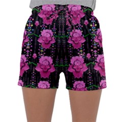 In The Dark Is Rain And Fantasy Flowers Decorative Sleepwear Shorts