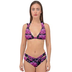 In The Dark Is Rain And Fantasy Flowers Decorative Double Strap Halter Bikini Set by pepitasart