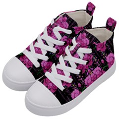 In The Dark Is Rain And Fantasy Flowers Decorative Kids  Mid-top Canvas Sneakers