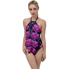 In The Dark Is Rain And Fantasy Flowers Decorative Go With The Flow One Piece Swimsuit by pepitasart