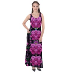 In The Dark Is Rain And Fantasy Flowers Decorative Sleeveless Velour Maxi Dress by pepitasart