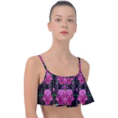 In The Dark Is Rain And Fantasy Flowers Decorative Frill Bikini Top