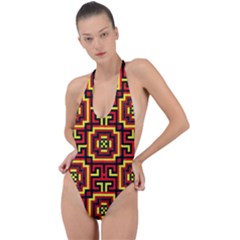 Abstract 47 Backless Halter One Piece Swimsuit