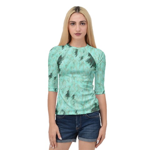 Green Marble Abstract Design Quarter Sleeve Raglan Tee by 1dsign