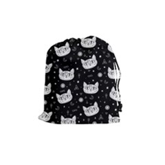 Gothic Cat Drawstring Pouch (medium) by Valentinaart