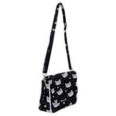 Gothic Cat Shoulder Bag With Back Zipper by Valentinaart