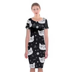 Gothic Cat Classic Short Sleeve Midi Dress by Valentinaart