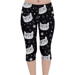 Gothic Cat Velvet Capri Leggings 