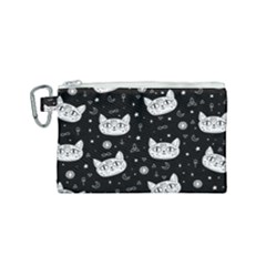 Gothic Cat Canvas Cosmetic Bag (small) by Valentinaart