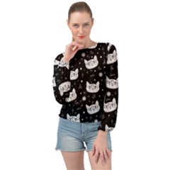 Gothic Cat Banded Bottom Chiffon Top