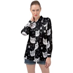 Gothic Cat Long Sleeve Satin Shirt