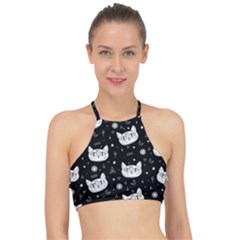 Gothic Cat Racer Front Bikini Top