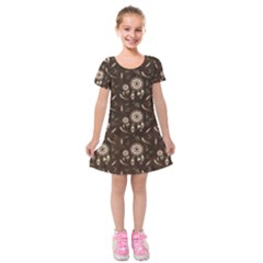 Wonderful Pattern With Dreamcatcher Kids  Short Sleeve Velvet Dress by FantasyWorld7