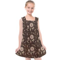 Wonderful Pattern With Dreamcatcher Kids  Cross Back Dress by FantasyWorld7