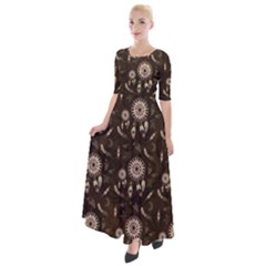 Wonderful Pattern With Dreamcatcher Half Sleeves Maxi Dress