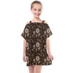 Wonderful Pattern With Dreamcatcher Kids  One Piece Chiffon Dress by FantasyWorld7