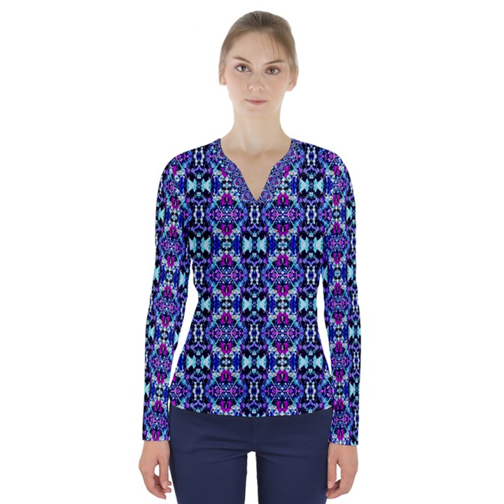 Abstract 49 V-Neck Long Sleeve Top