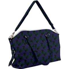 Black Rose Blue Canvas Crossbody Bag