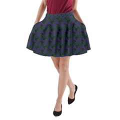 Black Rose Blue A-line Pocket Skirt by snowwhitegirl