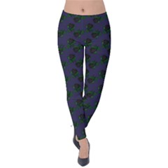 Black Rose Blue Velvet Leggings by snowwhitegirl