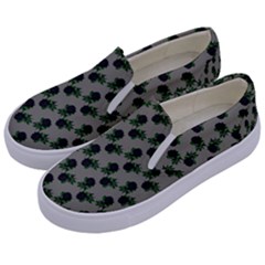 Black Rose Grey Kids  Canvas Slip Ons by snowwhitegirl