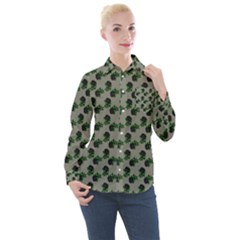 Black Rose Grey Women s Long Sleeve Pocket Shirt