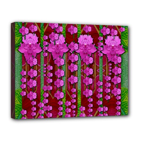 Jungle Flowers In The Orchid Jungle Ornate Canvas 14  X 11  (stretched) by pepitasart